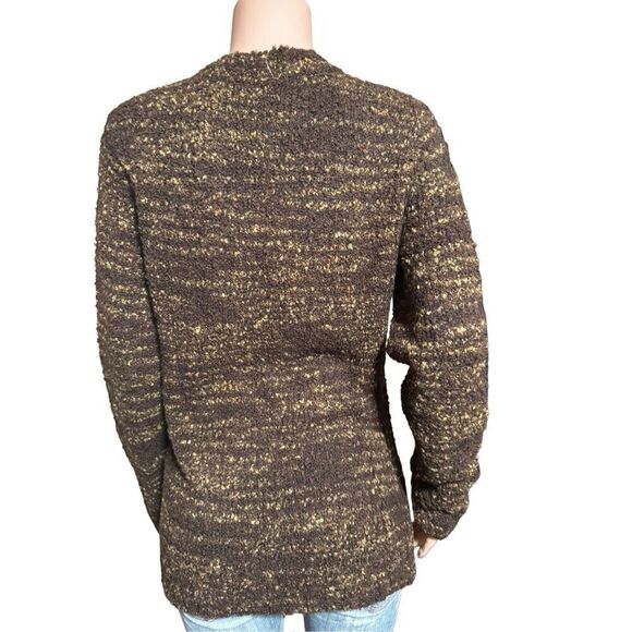 Pulp long sleeve v-neck chocolate oversized jumper knit pullover sweater M - Picture 2 of 5